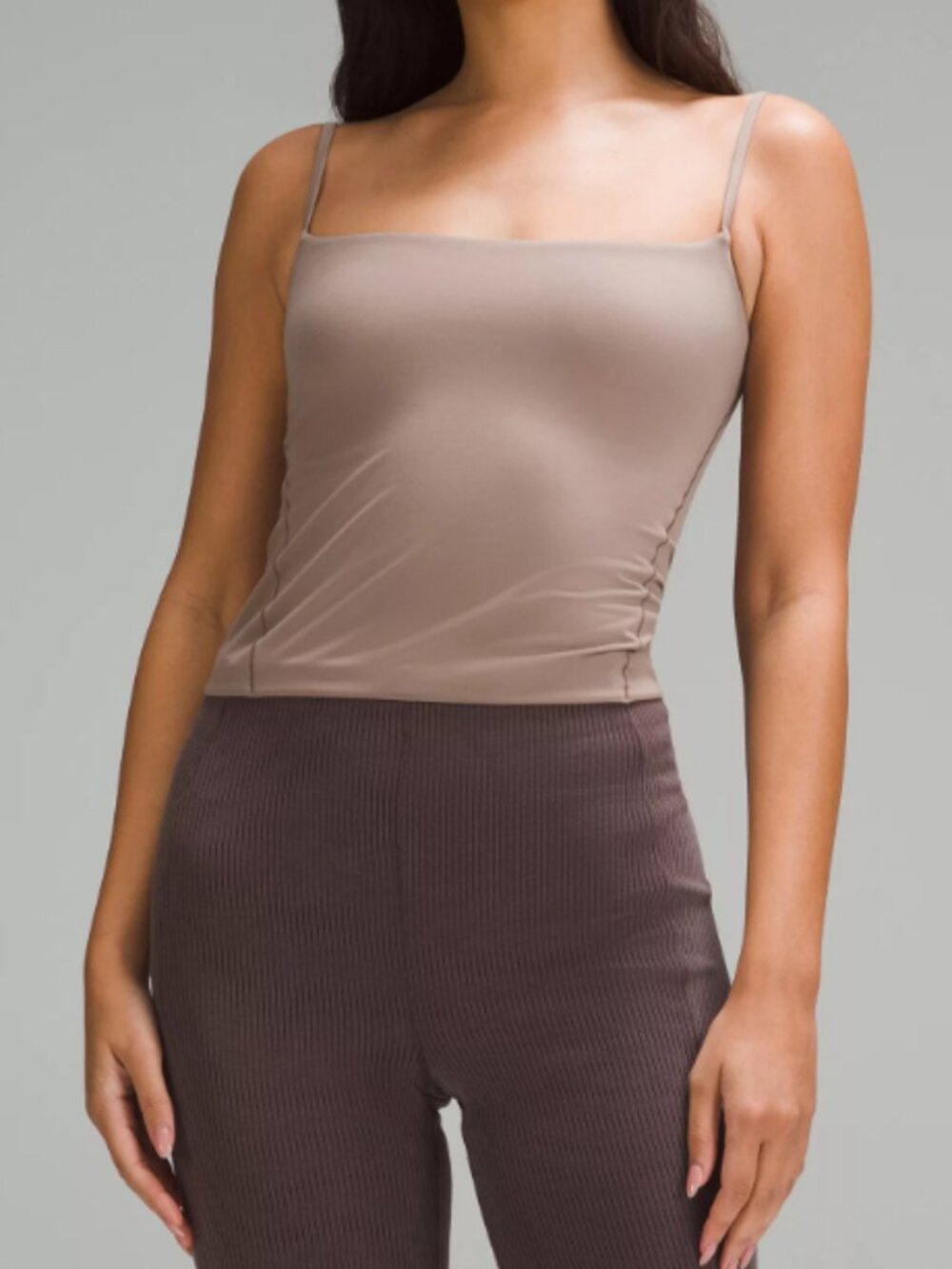 Wundermost Ultra-Soft Nulu Spaghetti-Strap Cami Tank Top - S - Taupetastic